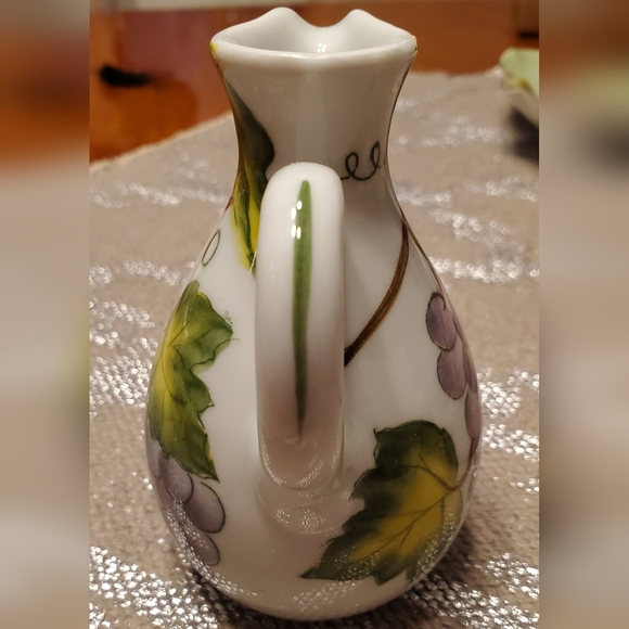 Andrea by Sadek Porcelain Oil / Vinegar Pitcher. Grape pattern - Picture 7 of 11